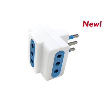 Adattatore a 3 Prese 10A - Spina 10A+T - Bianco - C.Box app.