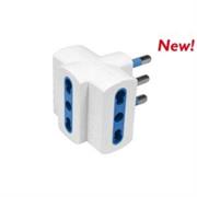 Adattatore a 3 Biprese 10/16A - Spina 16A+T - Bianco - C.Box app
