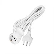 Prolunga Spina 16A - Pr. Schuko Bivalente - 3X1mm - Bianco - Cavo 3m