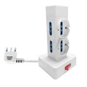 Multipresa a Torre con Interrut. - 4 Bipresa - 2 Schuko - Cavo 1,5 m