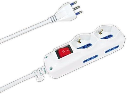Multipresa con Interrut. 2 Schuko + 4 Biprese 10/16A - Spina 16A Bianco
