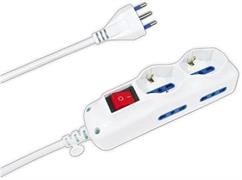 Multipresa con Interrut. 2 Schuko + 4 Biprese 10/16A - Spina 16A Bianco