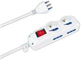Multipresa con Interrut. 2 Schuko + 4 Biprese 10/16A - Spina 16A Bianco