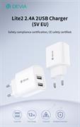 DDEVIA CARICABATTERIE 2.4A 2 USCITE USB-A 5V 12W WHITE