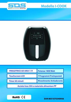 FRIGGITRICE SDS I-COOK AD ARIA 8 L TOUCHSCREEN LCD