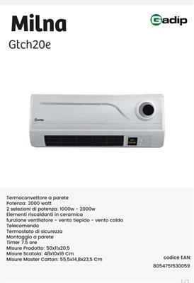 TERMOCONVETTORE A PARETE GADIP MILNA IN CERAMICA 1000/2000 WATT