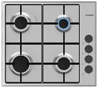 HYUNDAI P/COTTURA GHHN-4L INOX 60 cm, Manopole laterali nere, 4 fuochi
